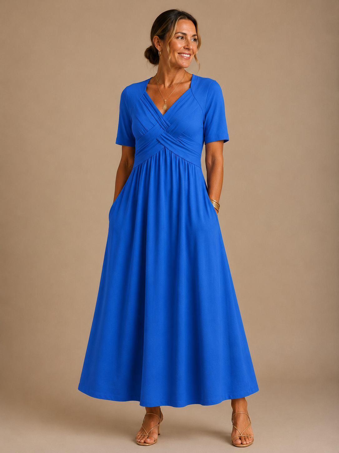 ANGELI™ | ELEGANT MIDIKJOLE — Blå