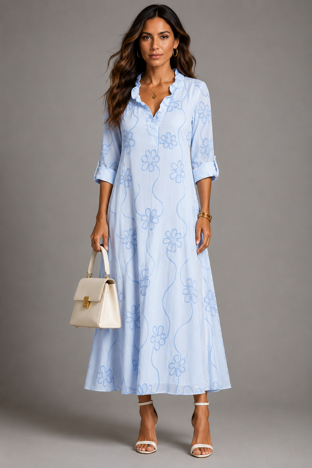 SIENNA™ | BLOMSTRET SOMMERKJOLE — Hemelsblauw  (Bijna Uitverkocht)