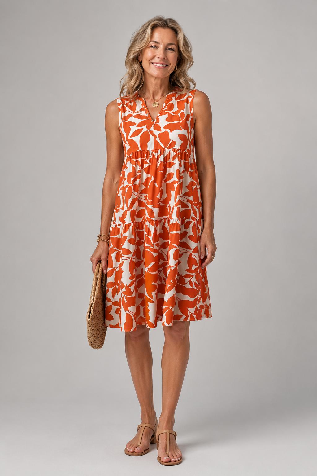 MAAIKE™ | BLOMSTRET KJOLE — Oransje