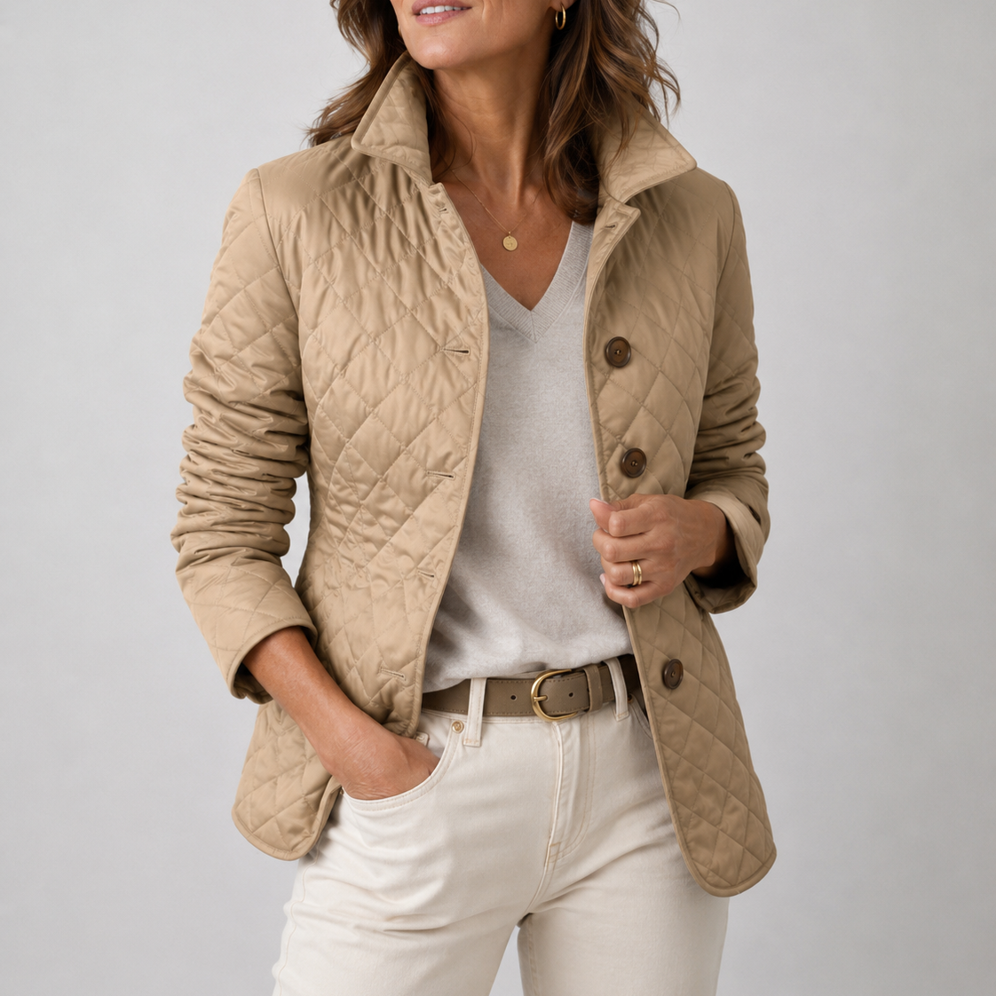 Lacey™ Lett Vattert Jakke — Khaki