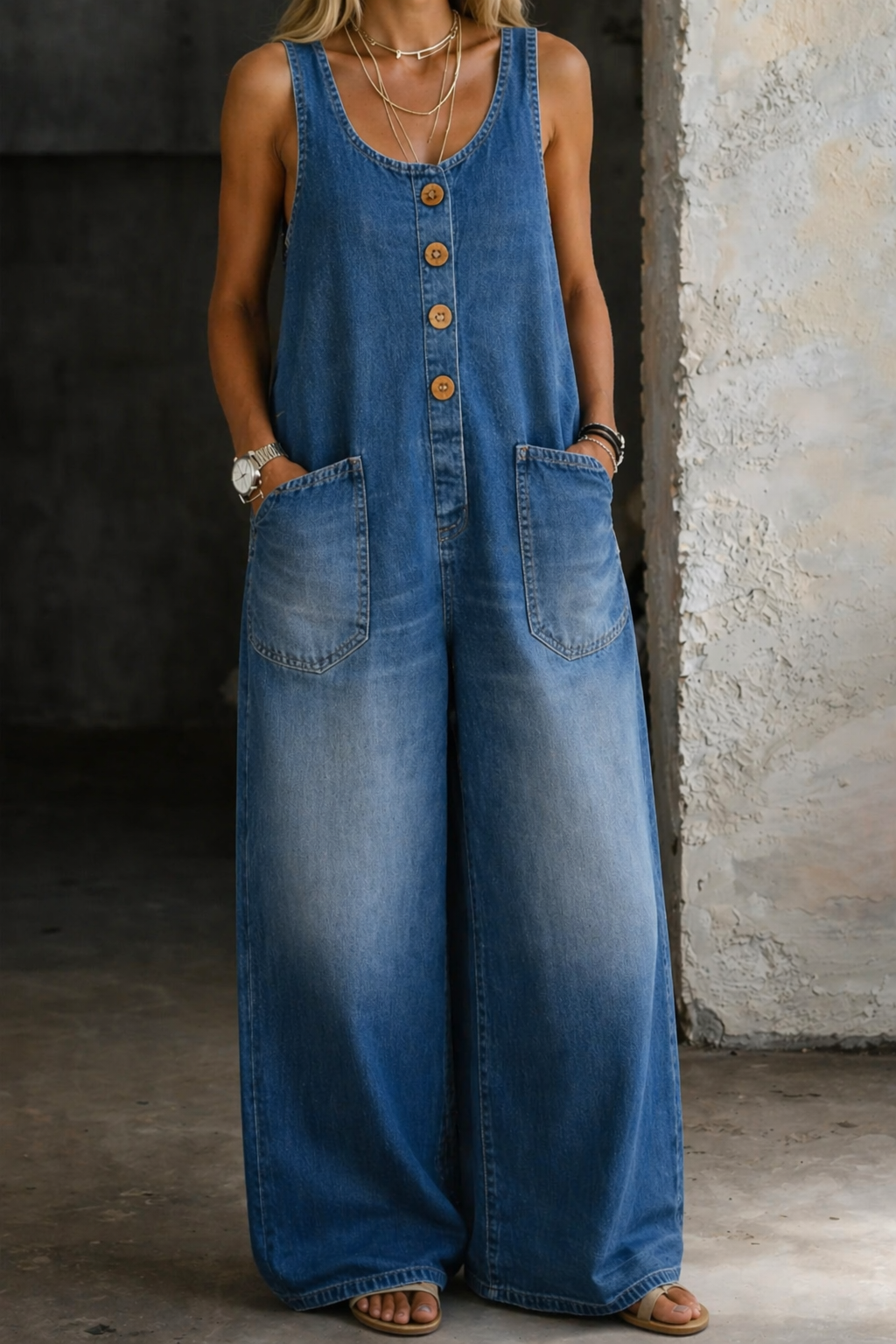 INGRID™ | Vintage Vasket Bomull Denim Overall