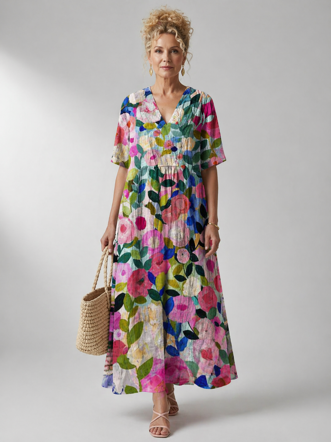 BENTE™ | VINTAGE BLOMSTER MIDI-KJOLE