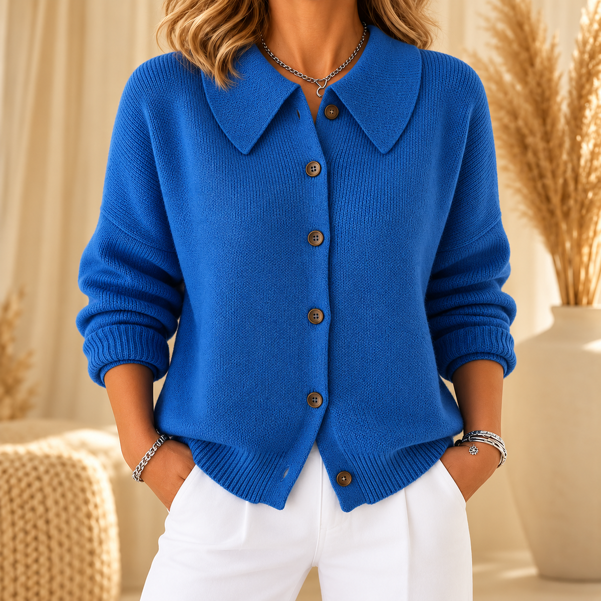 VERA™ | STRIKKECARDIGAN — Blå