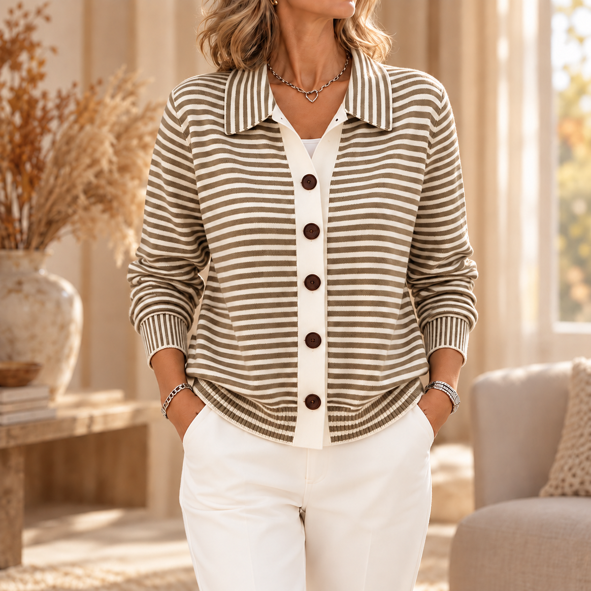 LENE™ | STRIKKECARDIGAN — Brun