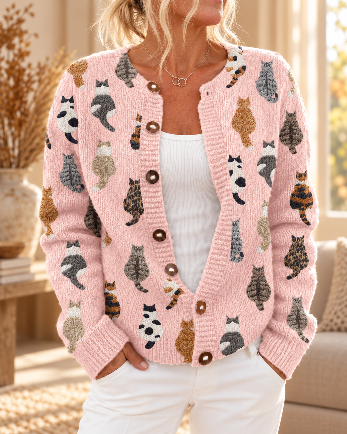 AGNES™ | STRIKKECARDIGAN — Rosa