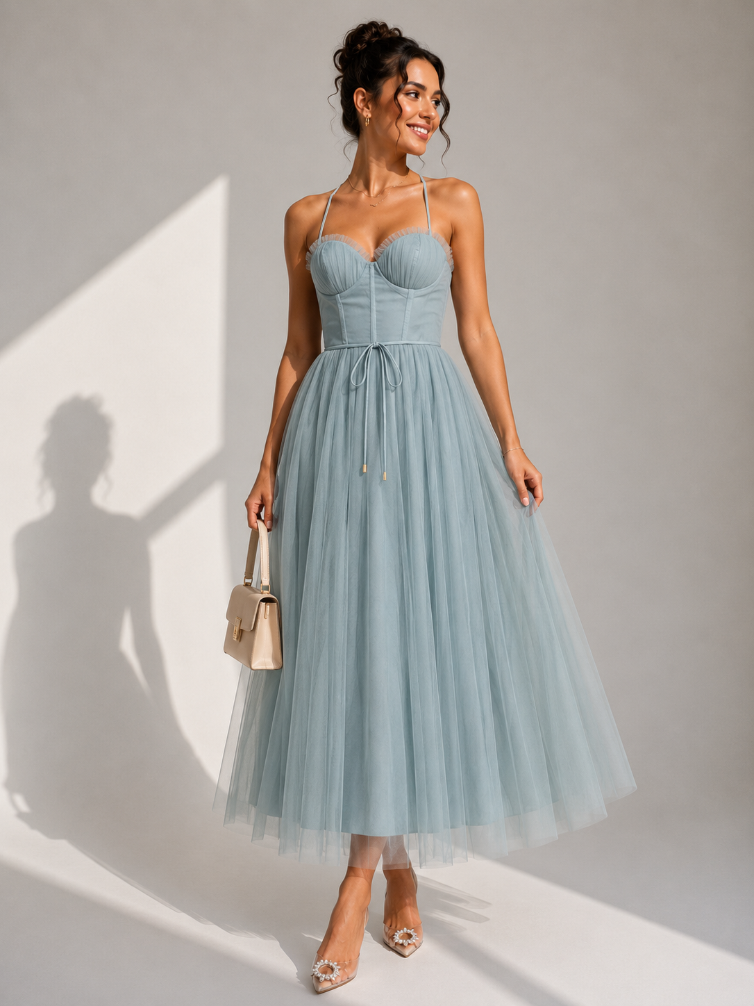 FELICJA™ | ELEGANT MIDIKJOLE — Blå