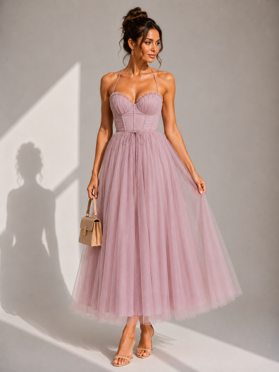 FELICJA™ | ELEGANT MIDIKJOLE — Rosa