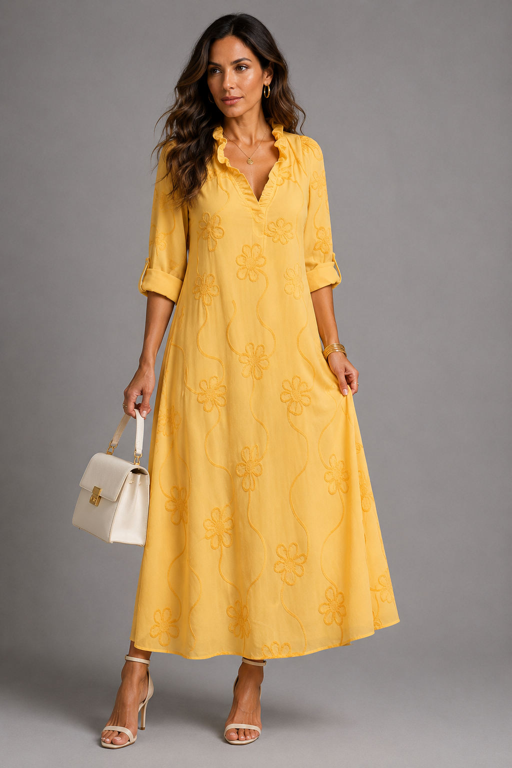 SIENNA™ | BLOMSTRET SOMMERKJOLE — Geel  (Bijna Uitverkocht)
