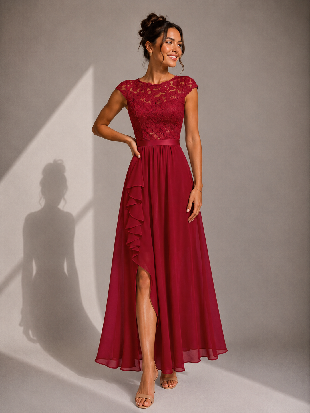 AMELIA™ | ELEGANT MIDIKJOLE — Rød