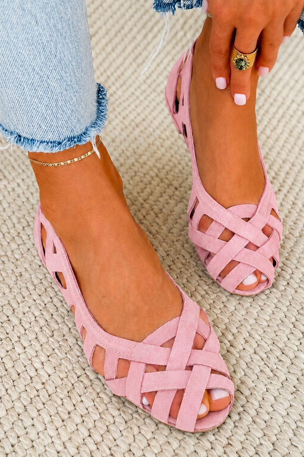 QUENNIE™ | FLETTEDE SOMMERSANDALER — Rosa