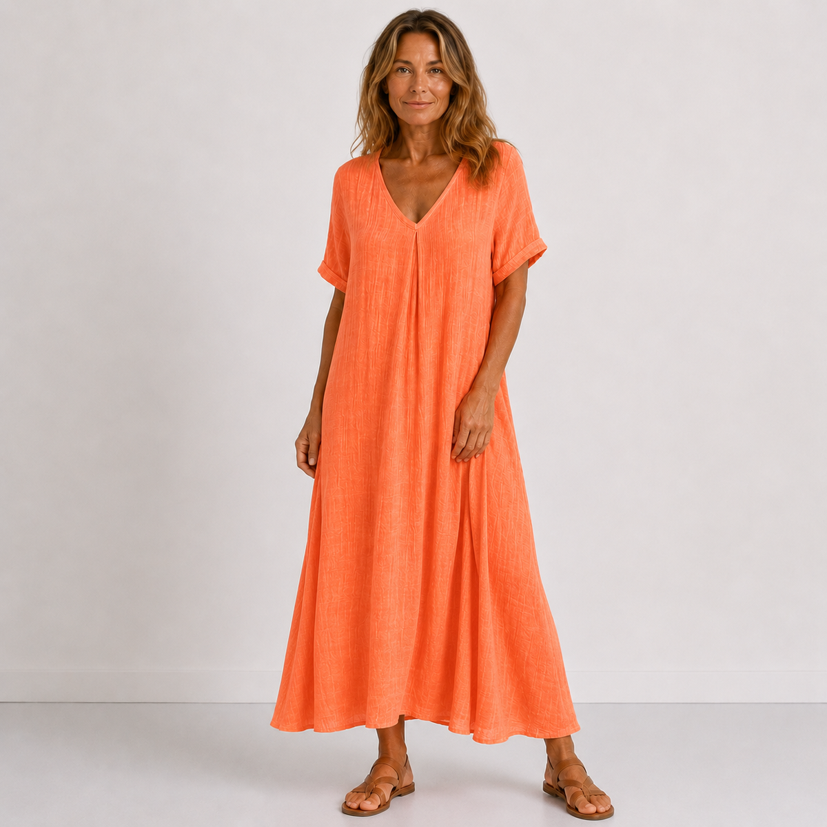 Violette™ Lang Flytende Kjole — Oransje