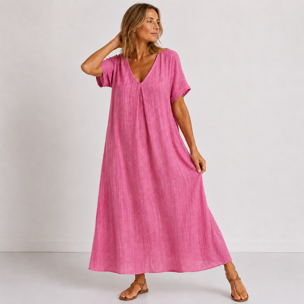 Violette™ Lang Flytende Kjole — Rosa
