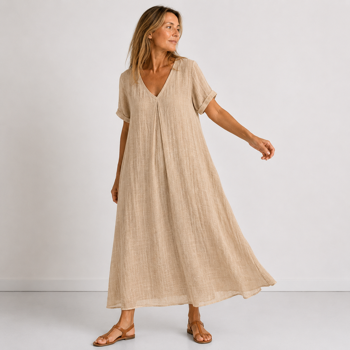 Violette™ Lang Flytende Kjole — Beige