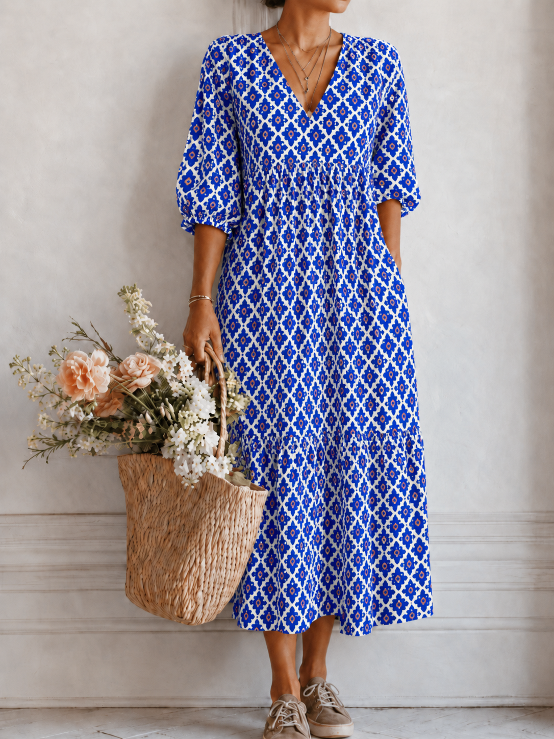 OLIVIA BOHO™ | BOHEMSK SOMMERKJOLE — Blå