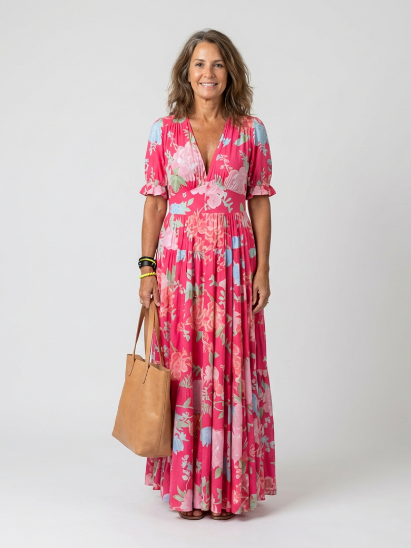 IONE™ | BLOMSTRET KORTERMET MIDI-KJOLE