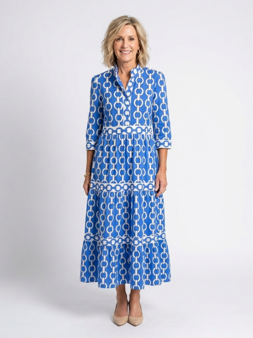 CAPUCINE™ | GRAFISK CHIC MIDI-KJOLE