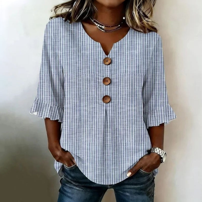 ELEANOR™ | AVSLAPPET STRIPET BLUSE