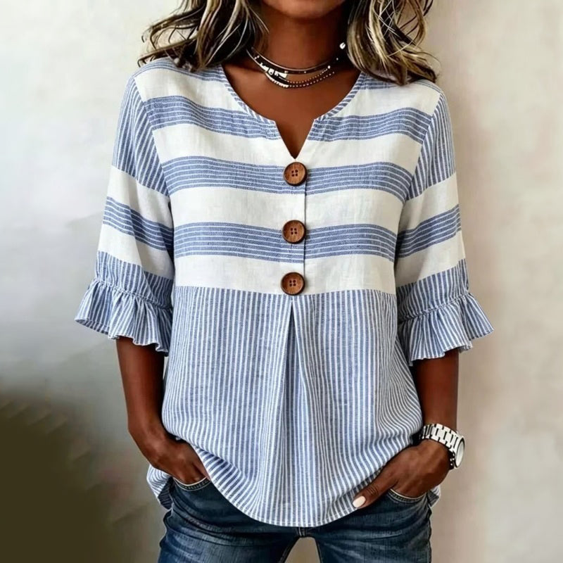 PENELOPE™ | AVSLAPPET STRIPET BLUSE