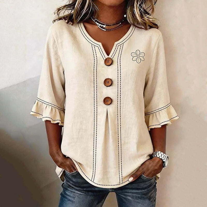 YVETTE™ | VINTAGE BLOMSTER BLUSE