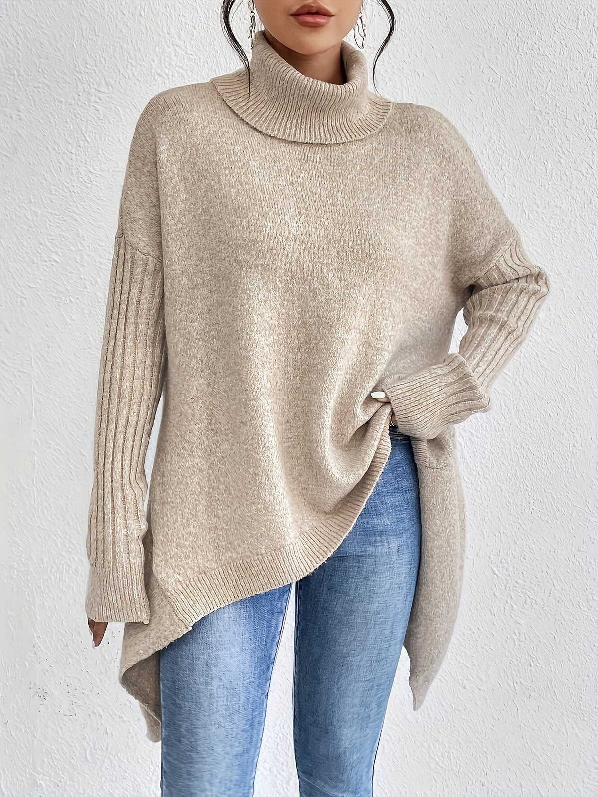 Sia™ Genser med Rullekrage — Khaki