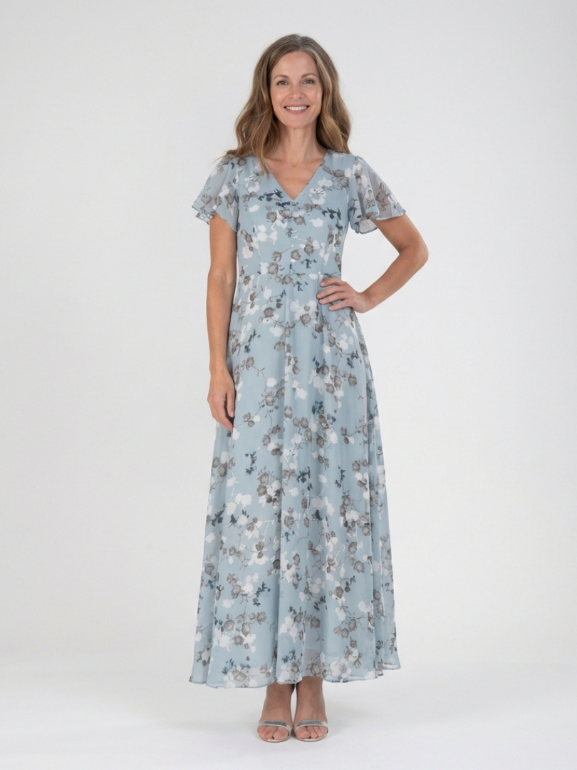 ISMERIA™ | BLOMSTRET MAXI-KJOLE I CHIFFON