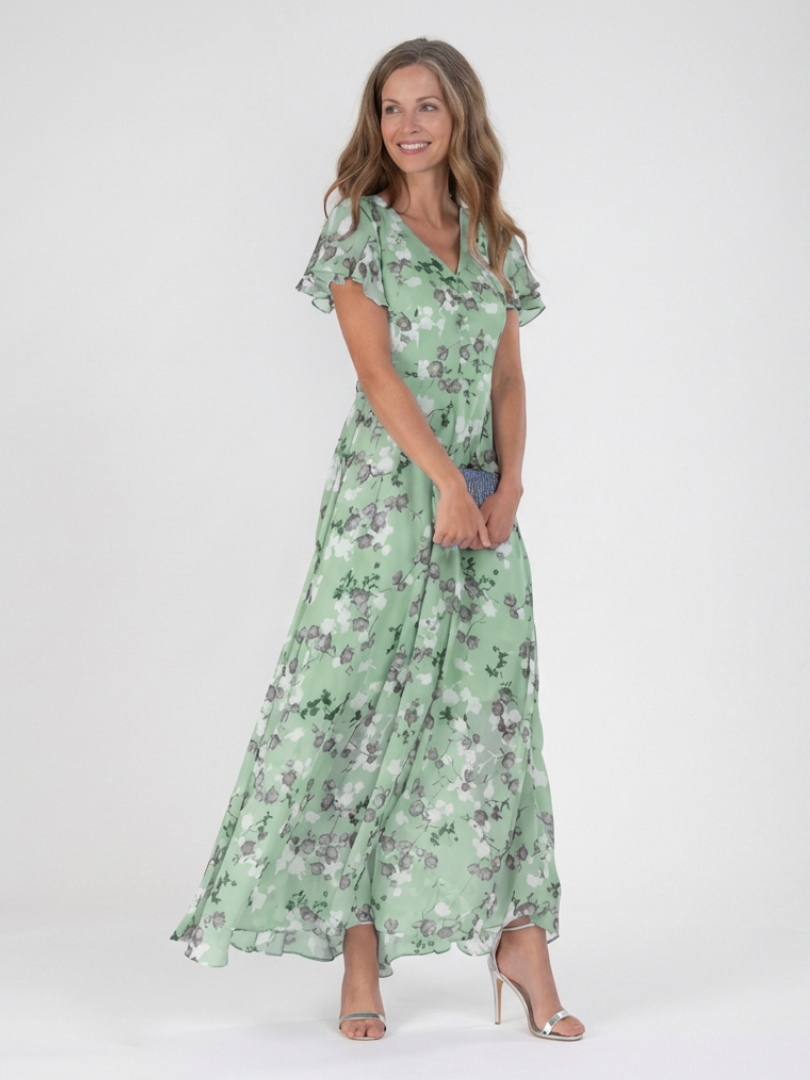 ISMERIA™ | BLOMSTRET MAXI-KJOLE I CHIFFON