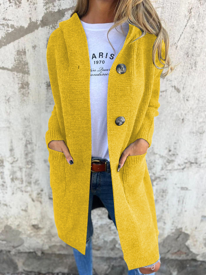 Lang Strikkecardigan med Knapper