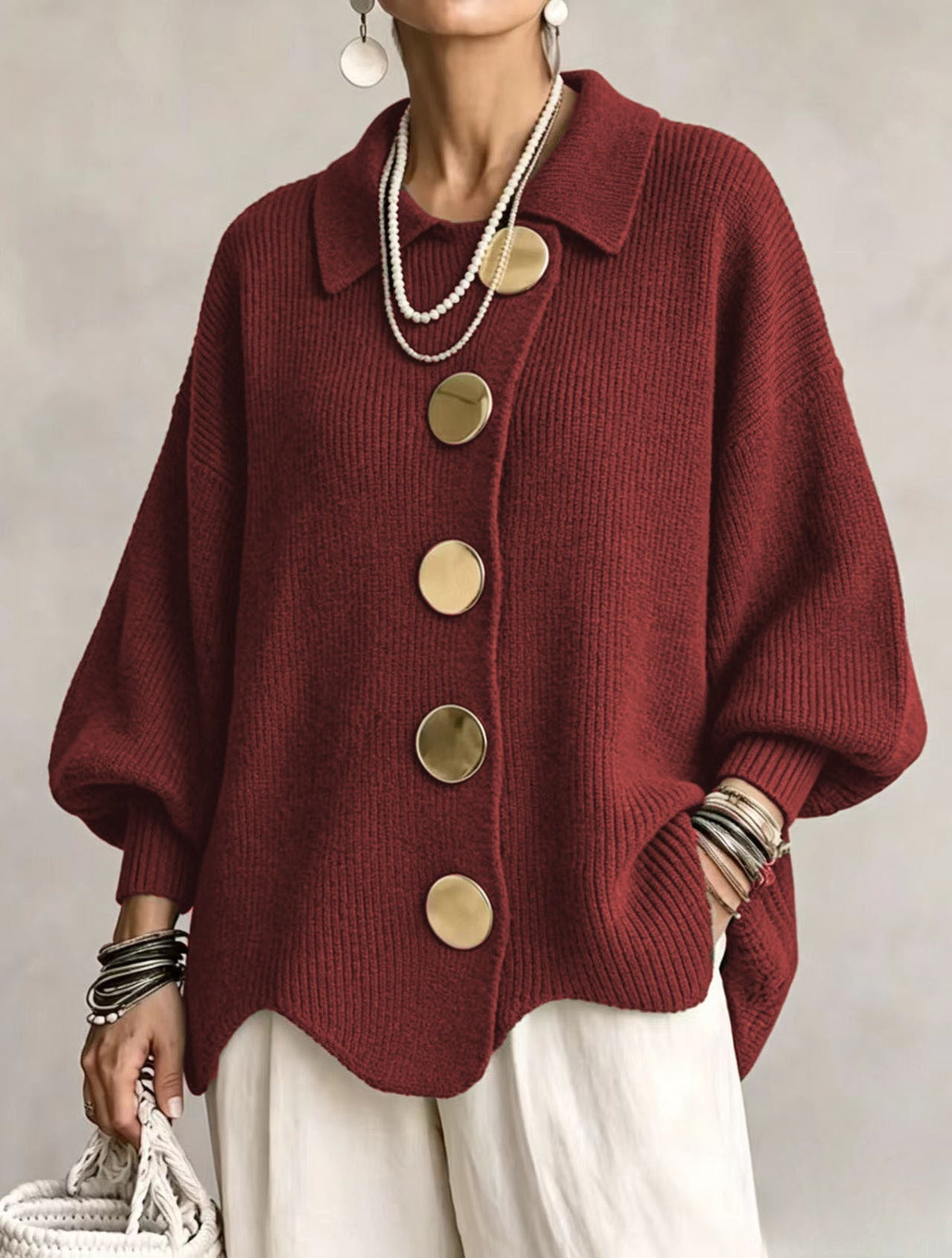 KAROLA™ | STRIKKECARDIGAN — Rød