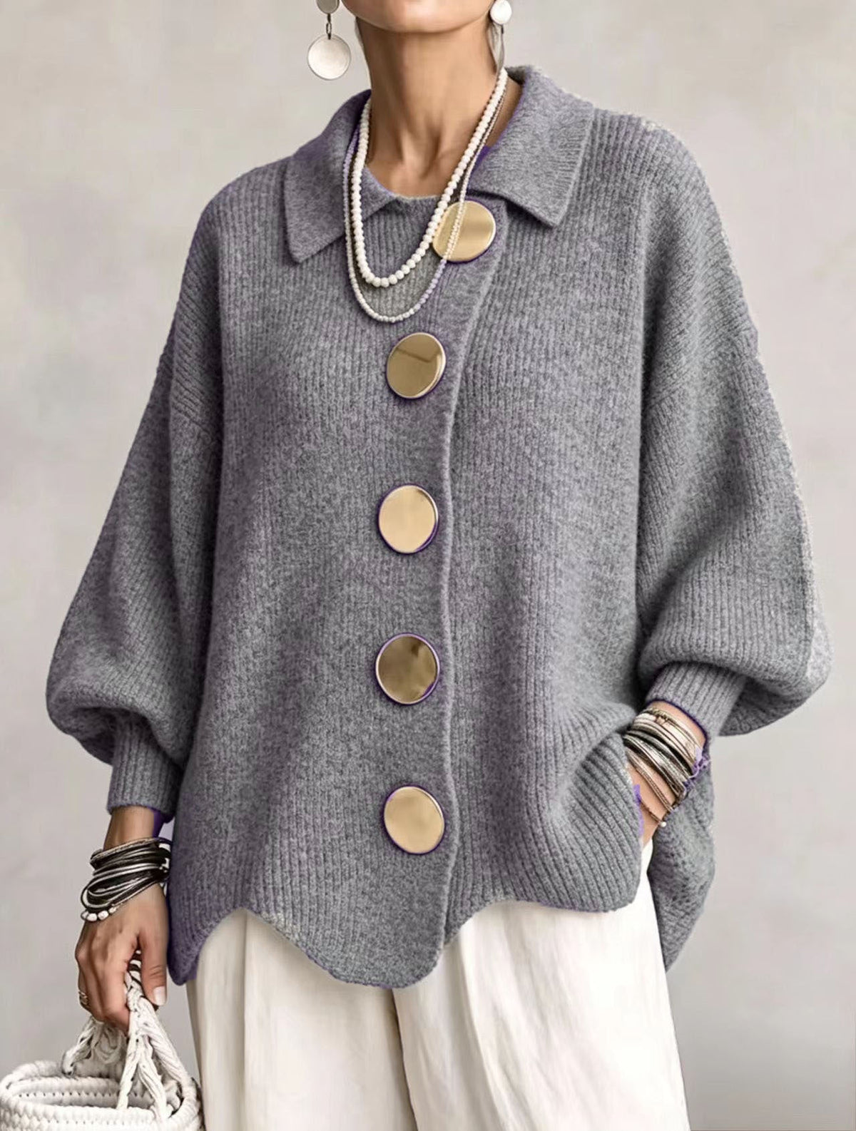 KAROLA™ | STRIKKECARDIGAN — Grå