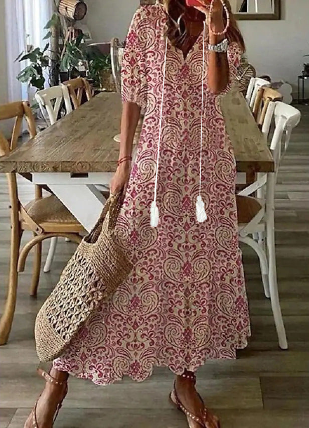 SOFIA BOHO™ | VINTAGE BOHO MAXIKJOLE — Rød