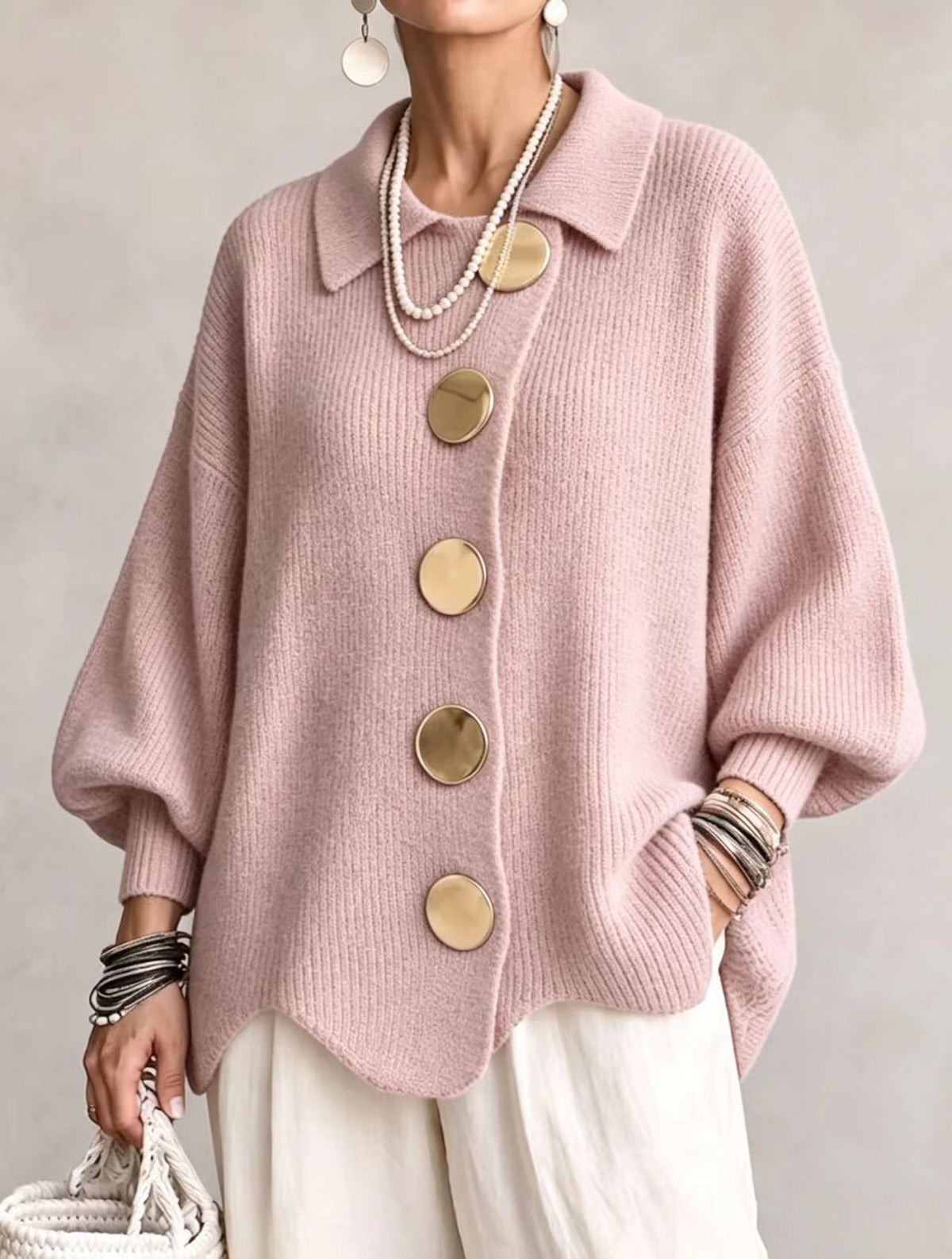 RUNA™ | STRIKKECARDIGAN — Powder Pink