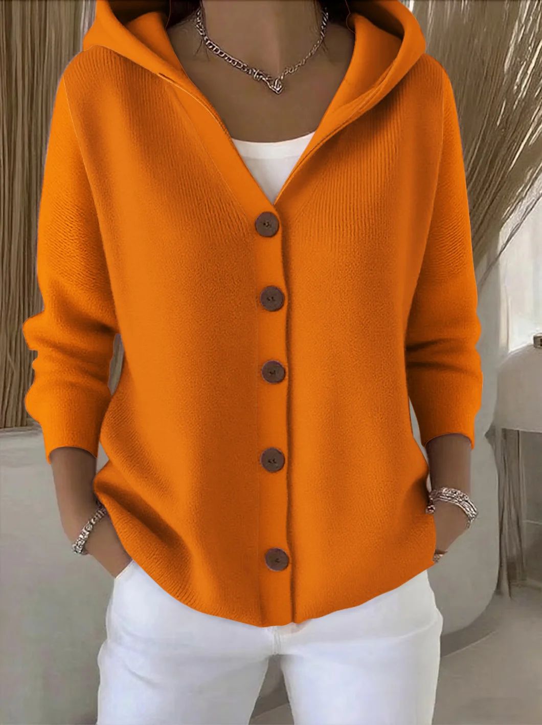 HEDVIG™ | STRIKKECARDIGAN — Oransje