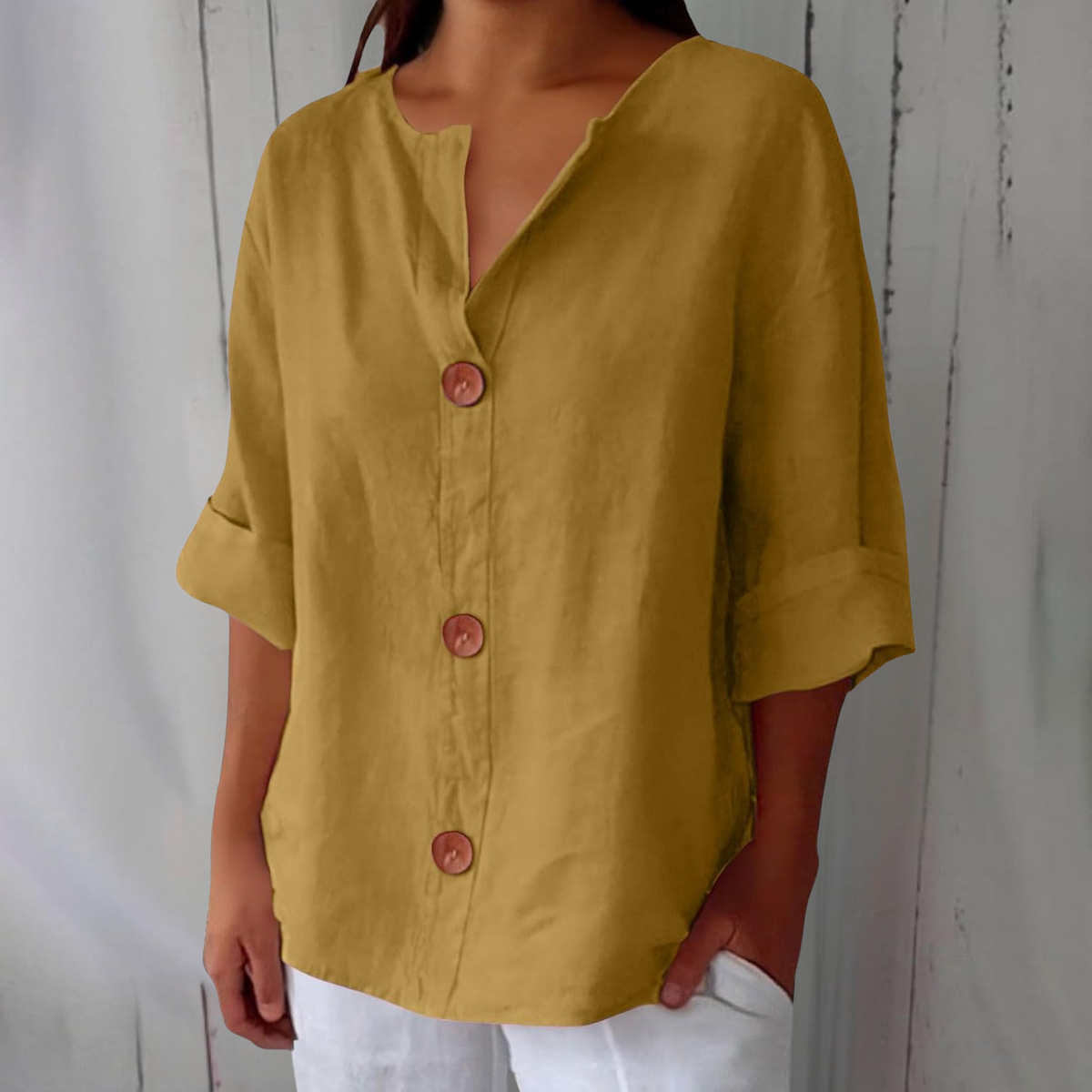 OLIVIA™ | LØS SOMMERBLUSE — Gul