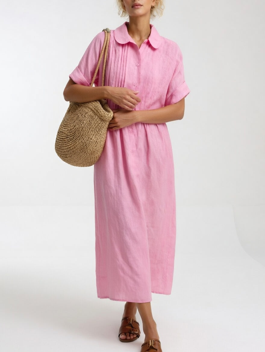 Lysandra™ Flytende Skjortekjole — Rosa
