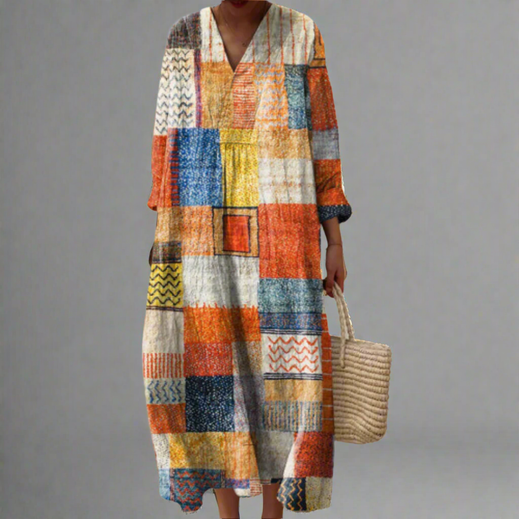 VIANNA™ | GEOMETRISK PRINT AVSLAPPET KJOLE