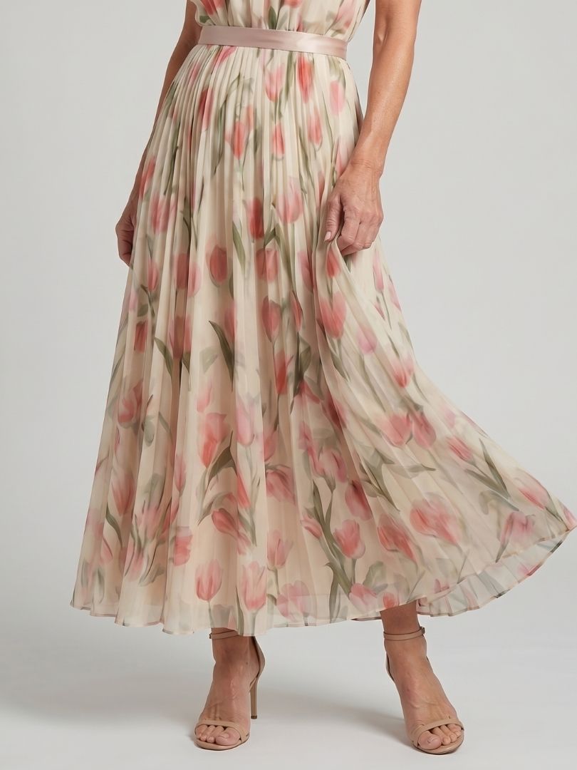 Aurelle | Halterneck Blomstret Midikjole