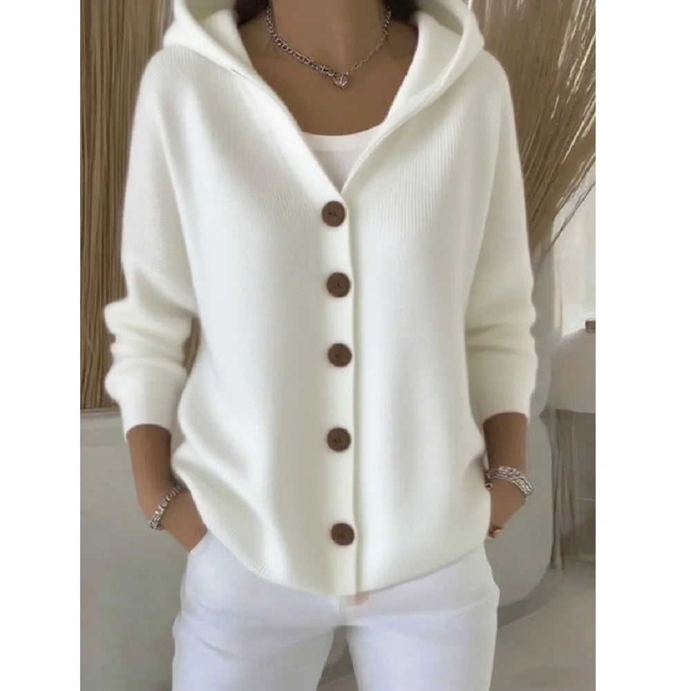 Maelys™ Cardigan med Hette — Hvit