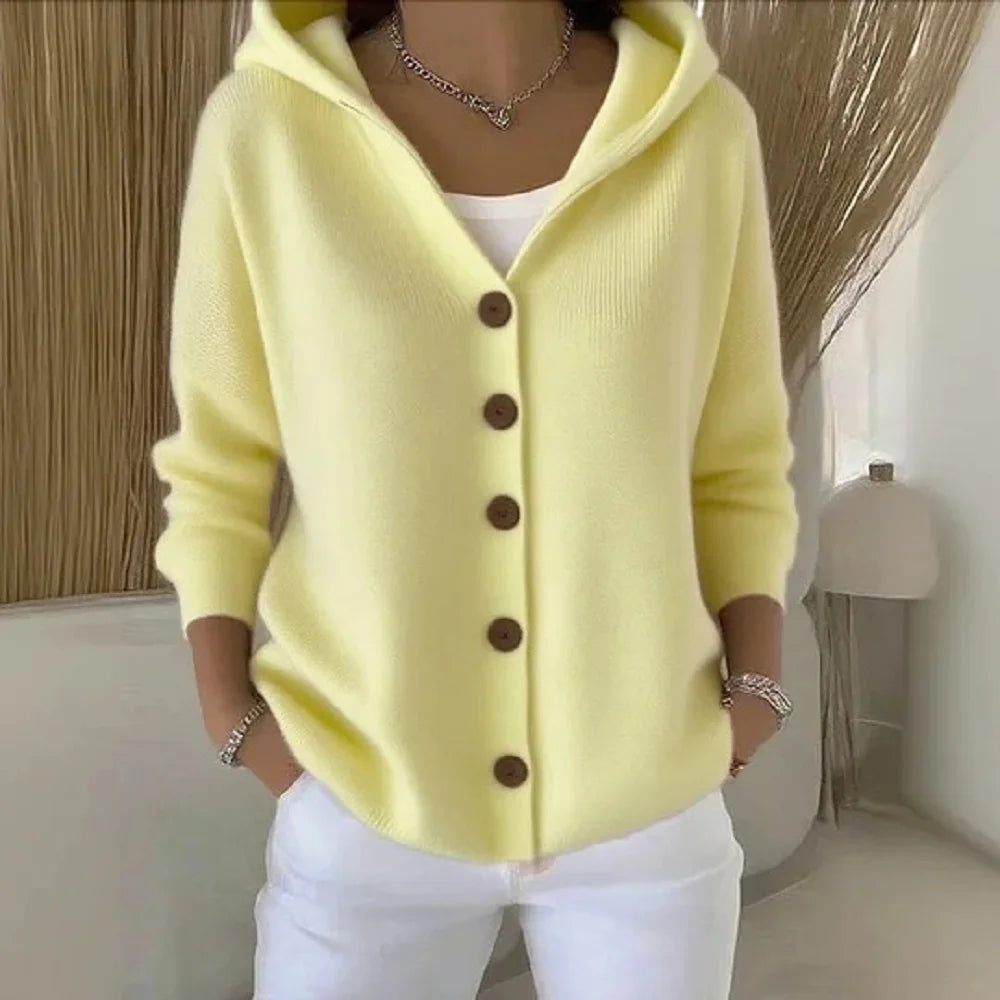 Maelys™ Cardigan med Hette — Lys gul