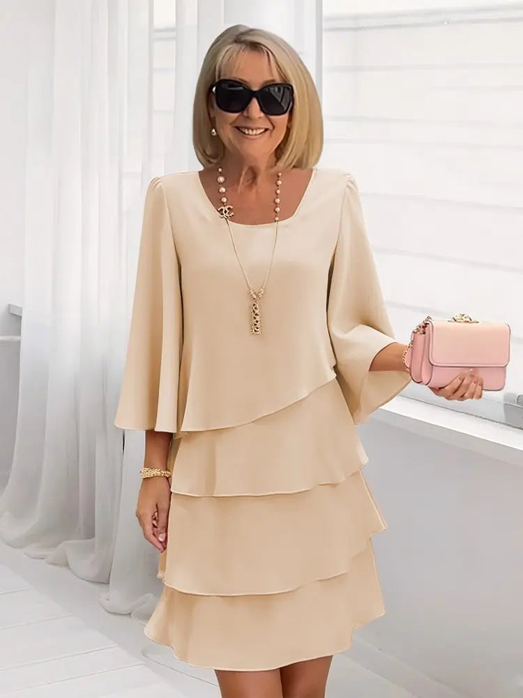 Marisa™ Lagdelt A-linje Kjole — Khaki