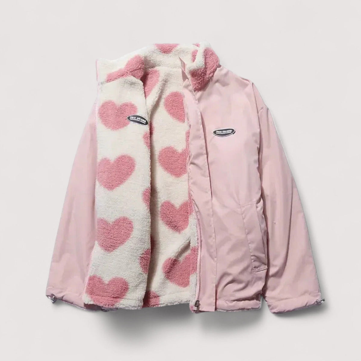 Vendbar Hjertejakke — Rosa
