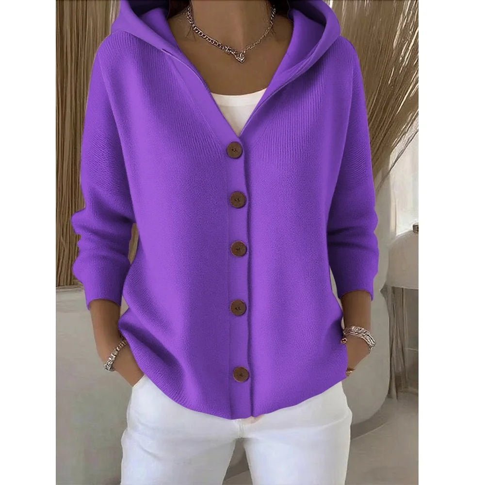 Maelys™ Cardigan med Hette — Lilla