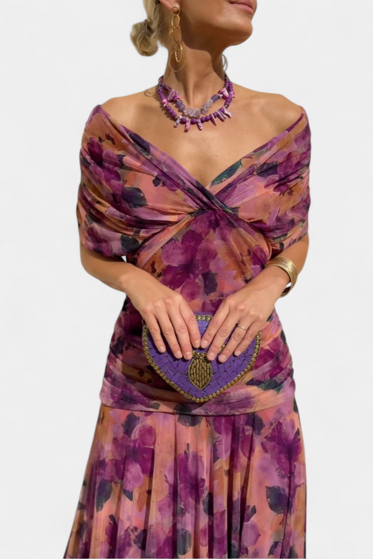 Sophia – Elegant plissékjole med blomsterprint