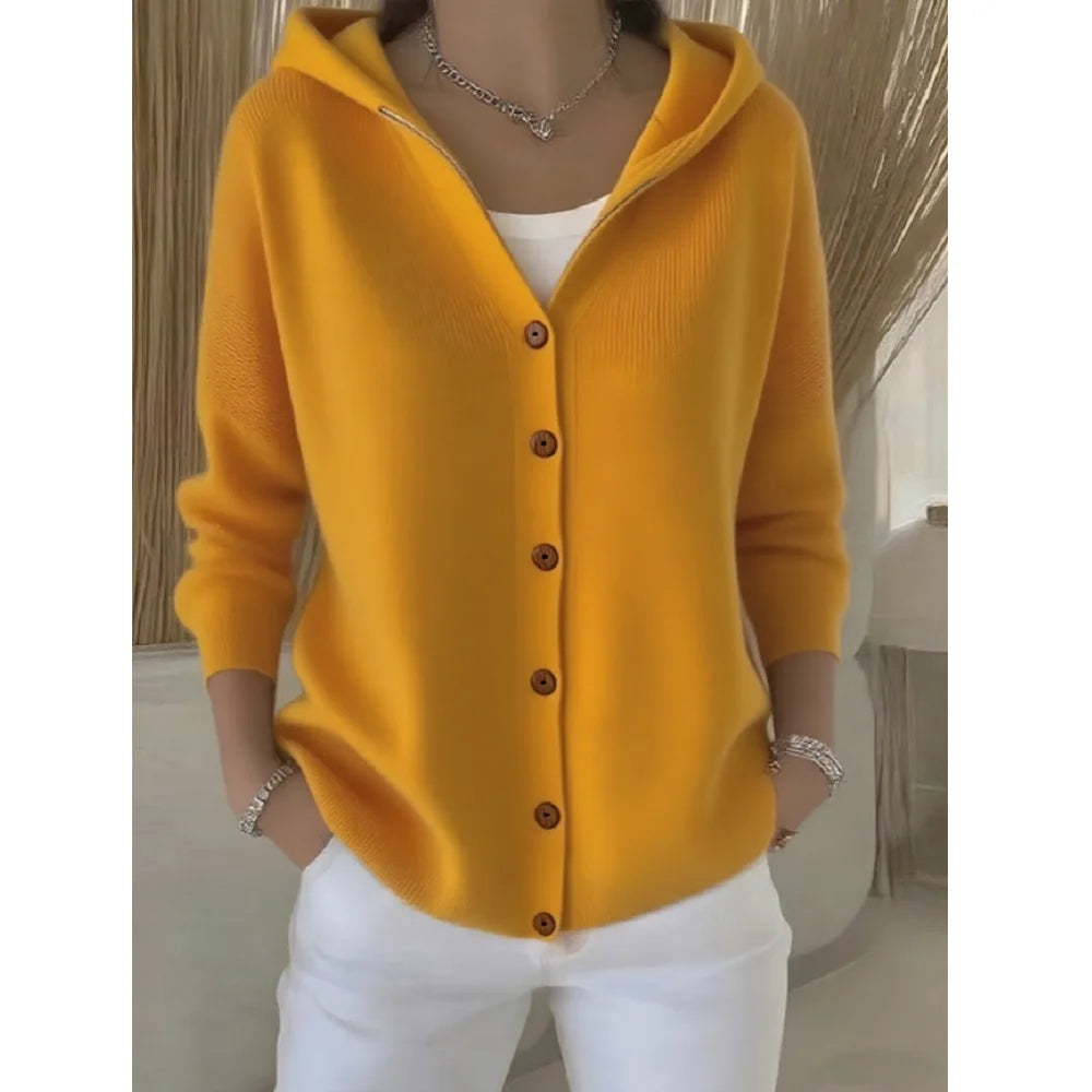 Maelys™ Cardigan med Hette — Gul