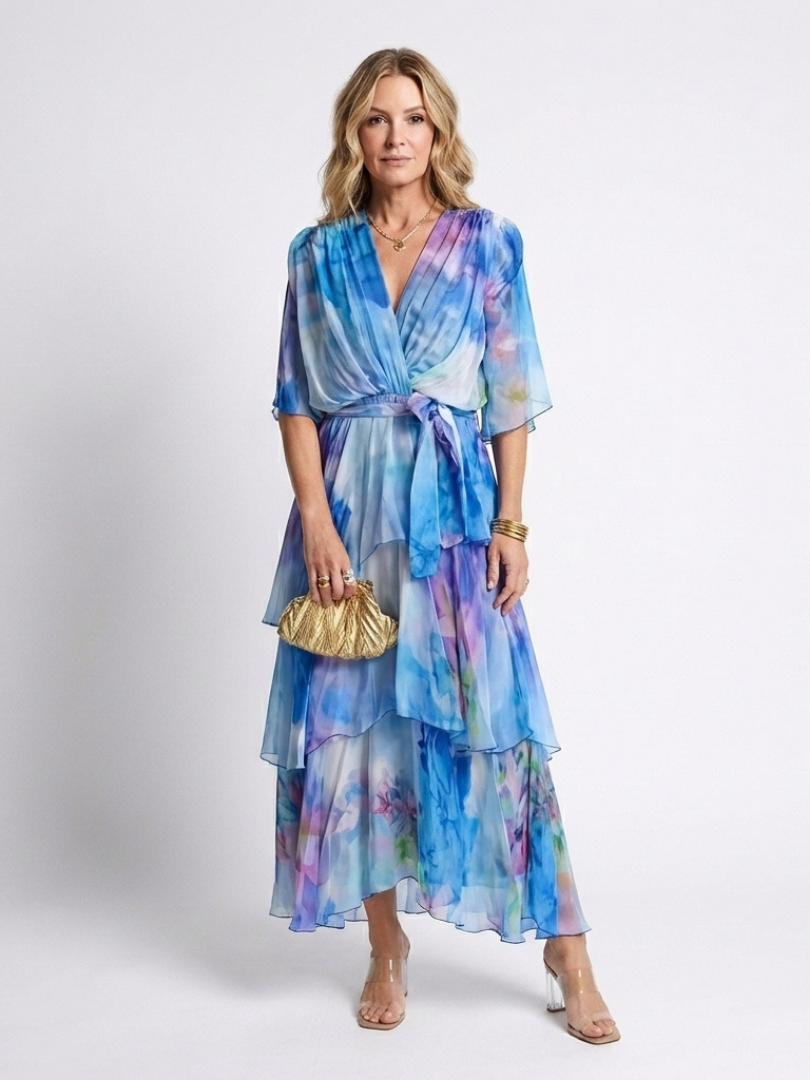 AZURA™ | FLYTENDE AKVAREL MAXI-KJOLE