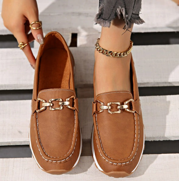 ELLA™ | FLATE LOAFERS MED SPENNE — Brun