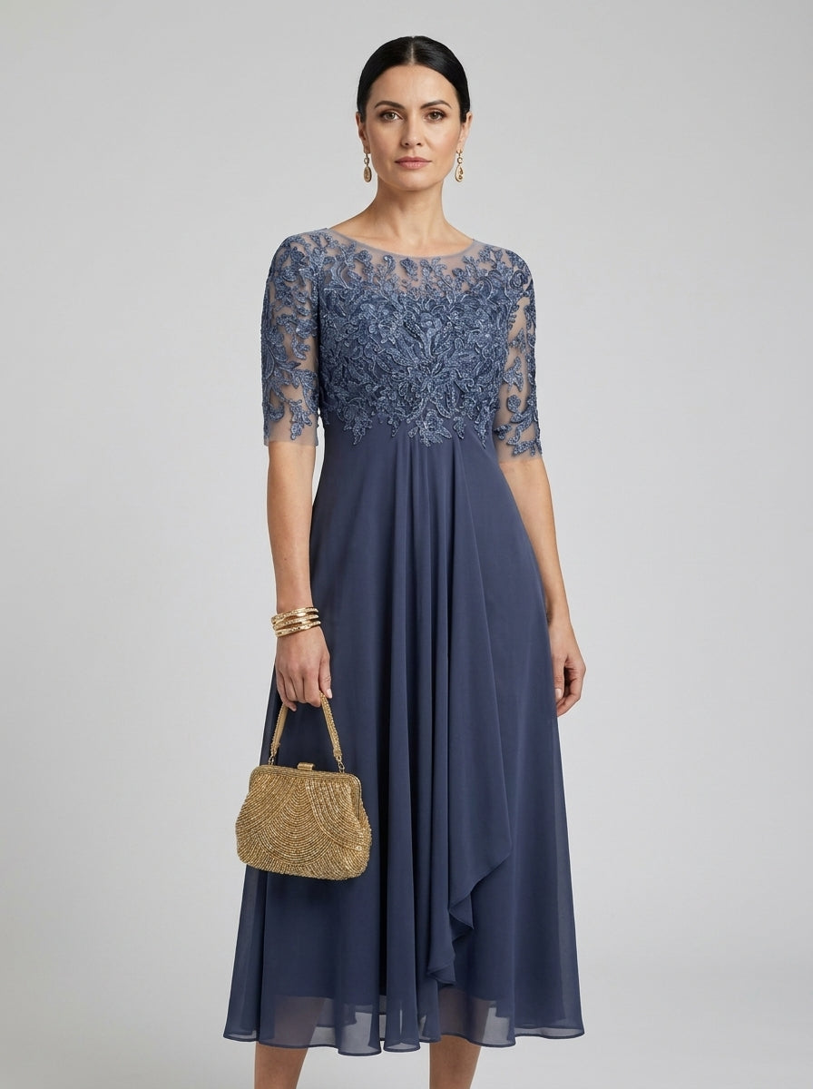 PATRYCJA™ | ELEGANT MIDIKJOLE — Blå