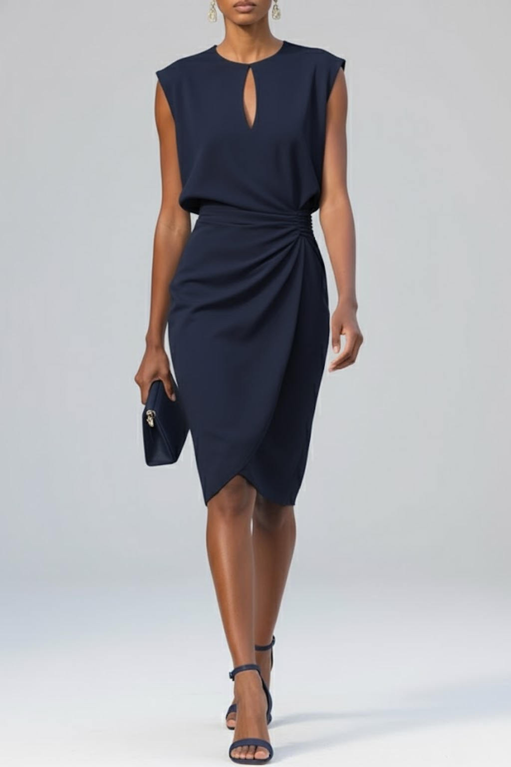 DARIA™ | ELEGANT MIDIKJOLE — Marineblå