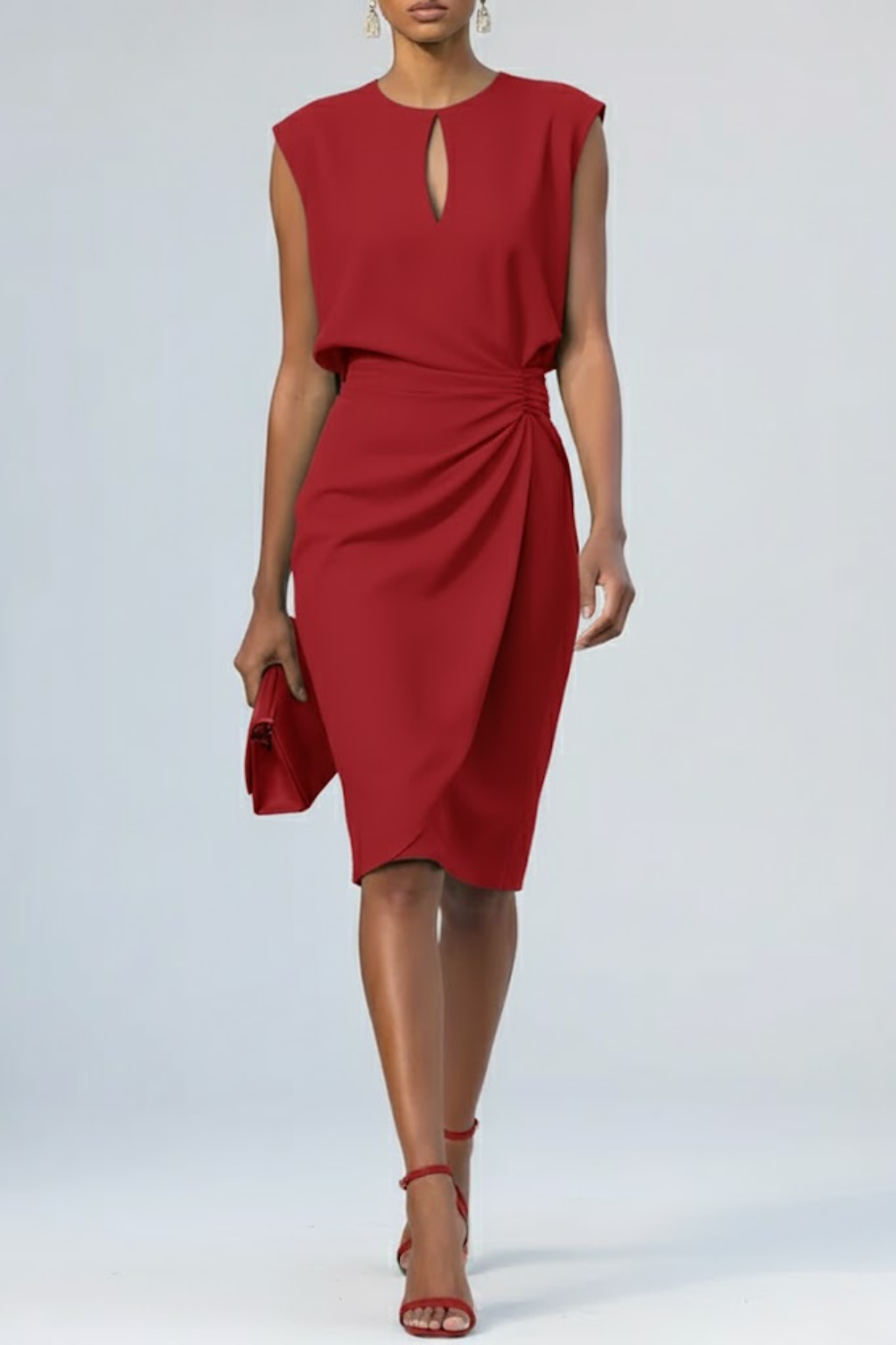 DARIA™ | ELEGANT MIDIKJOLE — Rød
