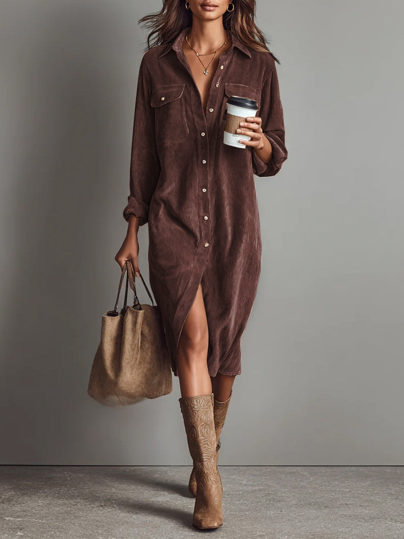 Béatrice™ Midikjole med Lommer — Bordeaux