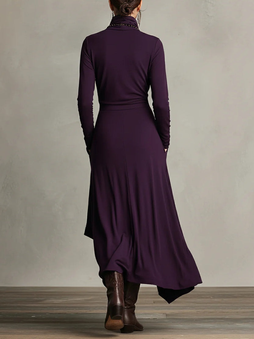 WENCHE™ | LANG KJOLE MED HØY HALS OG DRAPERING